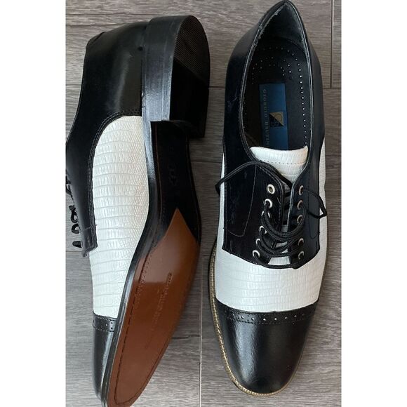 NIB Men\'s Giorgio Brutini Black/White leather Biscuit Toe Dress Shoes 13
